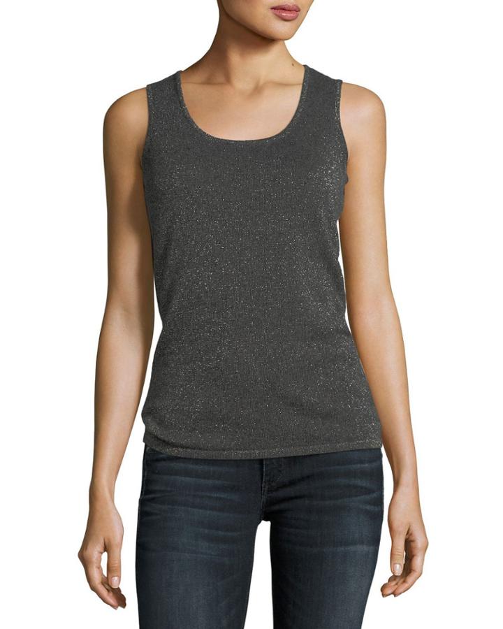 Cashmere Metallic Scoop-neck Tank
