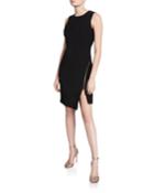 Sleeveless Sustainable Cady Sheath Dress W/ Asymmetric Zipper