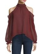 Sutter Cold-shoulder Chiffon Top
