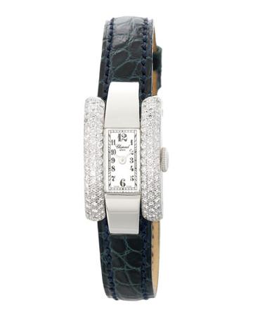La Strada Watch W/ Pave Diamonds & Alligator