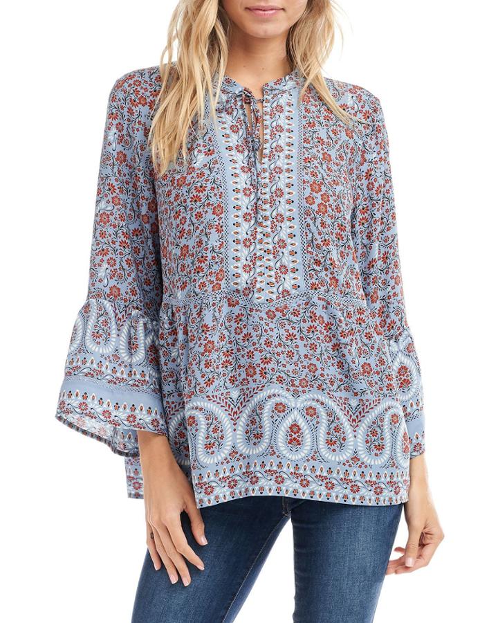 Printed Tie-neck Blouse