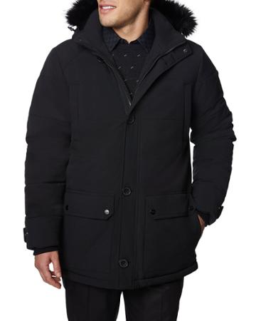 Men's Button-down Hooded Parka W/ Fox Fur Trim