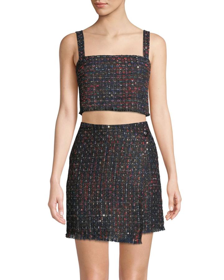 Anya Tweed & Sequin Crop Top