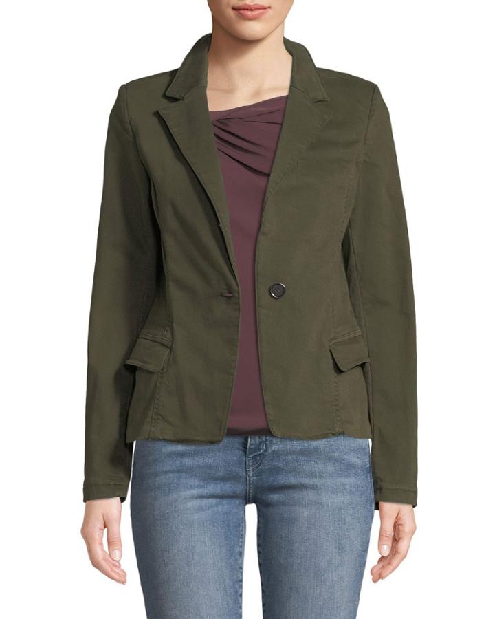 Canvas Button-front Blazer