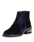 Casati Velvet Pearly-heel Ankle Boot