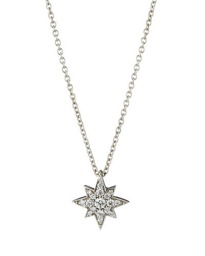18k Small Diamond Starburst Pendant Necklace