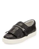 Instant Croc-embossed Zip-fringe