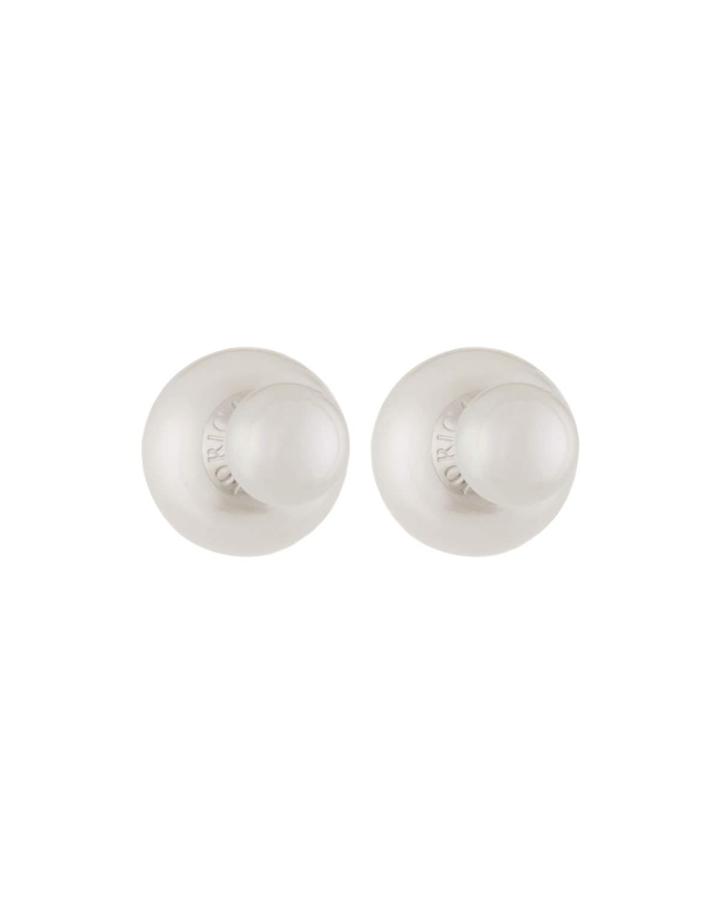 Round White Front-back Simulated Pearl