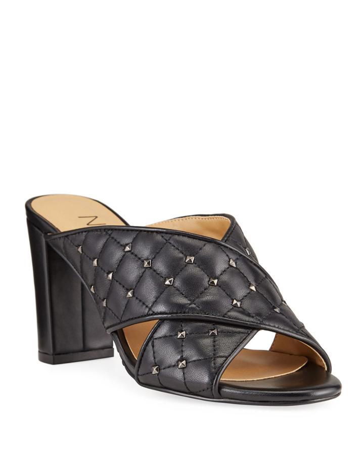 Bodile Studded Leather Crisscross Heel