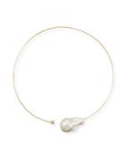 Baroque Pearl & Single Diamond Collar Necklace