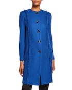 Gridded Texture Button-front Topper With Fringe Trim