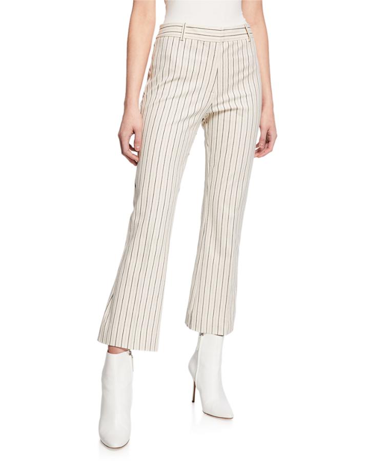 Striped Flare-leg Cropped Trousers