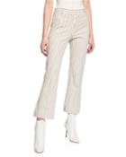 Striped Flare-leg Cropped Trousers