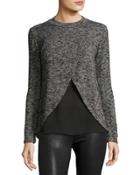 Layered Crewneck Sweater, Black/multi
