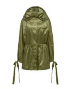 Tie-cuff Drawstring Parachute Jacket, Green