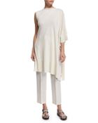 Asymmetric Poncho Sweater, Off White