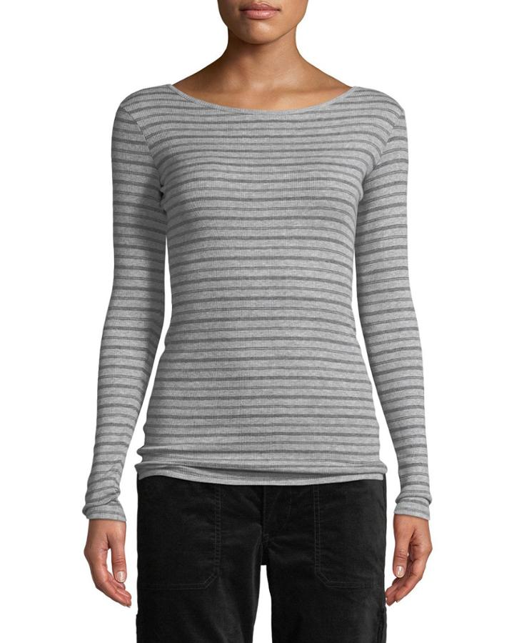 Double-stripe Long-sleeve Crewneck Tee
