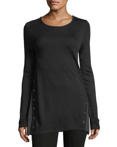Scoop-neck Grommet-trim Tunic