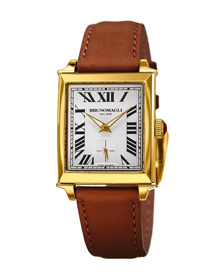 27mm Valentina Rectangular Watch, Brown/gold