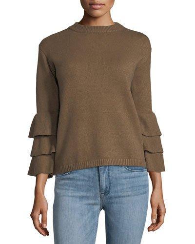 Ribbed Ruffle-sleeve