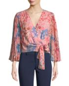 Bray Pleated-sleeve Floral-print Silk Wrap Blouse