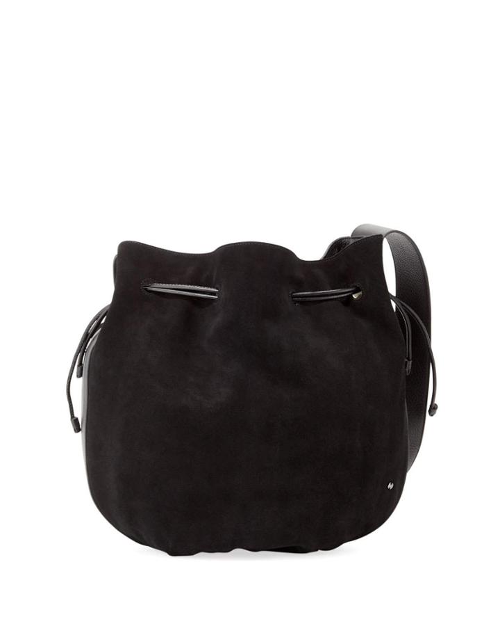 Large Drawstring Hobo Bag, Black