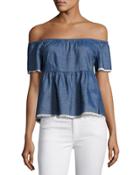 Chambray Off-the-shoulder Top