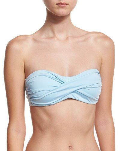 Twist-front Bandeau Bikini Top, Powder Blue