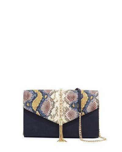 Margaret Snake-print Chain Clutch Bag