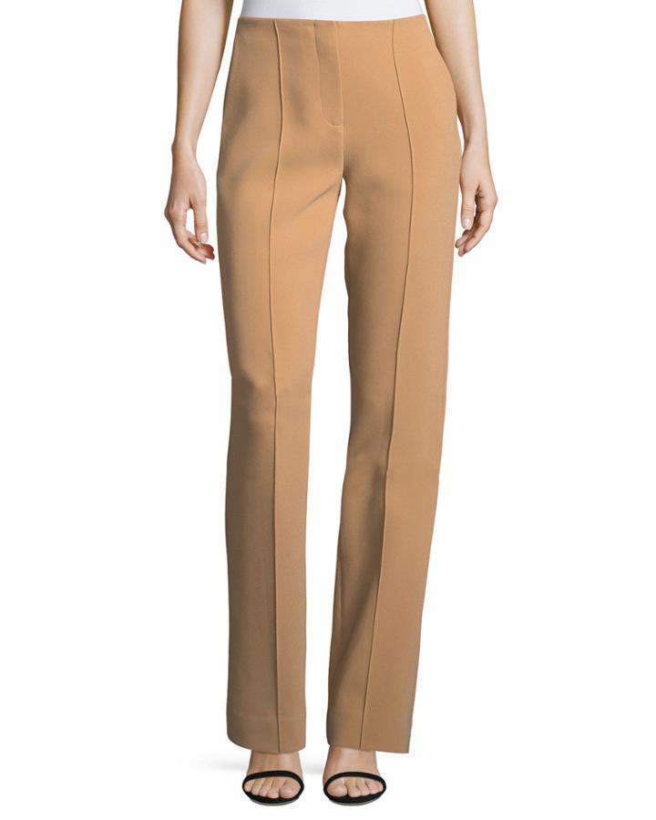 Pleated-front Wide-leg Crepe Pants