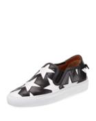 Star Leather Low-top Skate Sneakers, Black/white