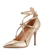 Metallic Grommet Leather Pump,