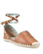 Rockstud Leather Espadrille Flats