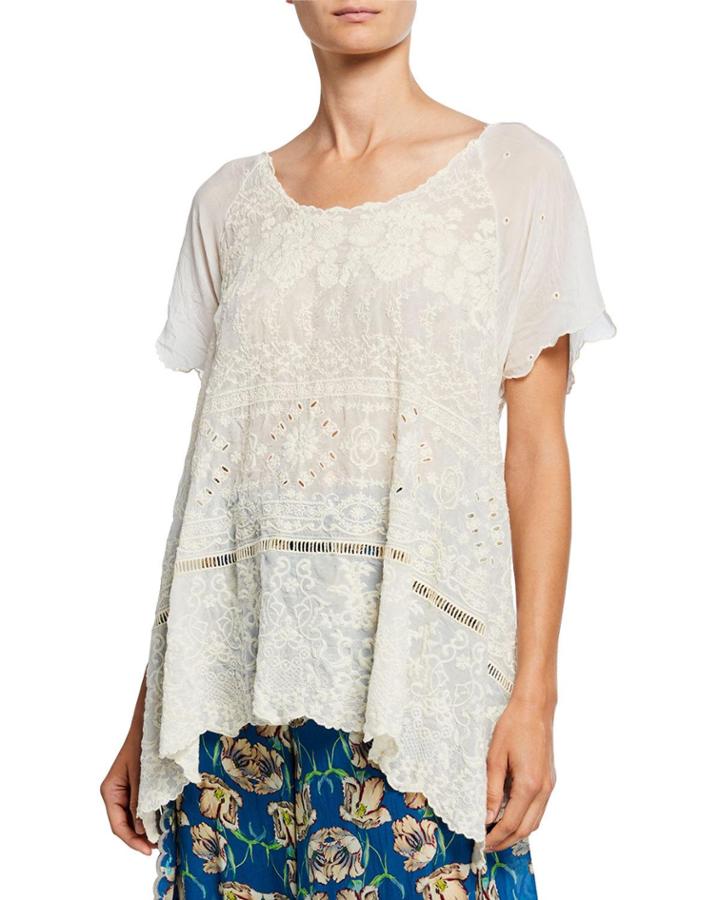 Sutera Embroidered Eyelet Short-sleeve