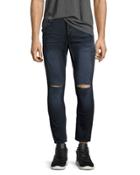 Mr. Blues Whiskered Knee-cut Jeans, Dark Blue