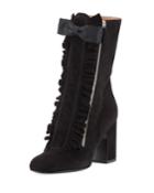 Patty Ruffled Suede Block-heel Boot