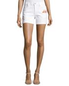 Boyfriend Embroidered Shorts, Bleached White