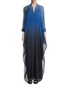 3/4-sleeve Ombre Caftan Gown, Wisteria