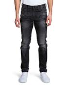 Men's Windsor Fit Stretch Denim Jeans W/ Double-rip Details