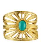 Turquoise Gold Textured Cuff