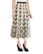 Point D'esprit Long Skirt With Cutouts