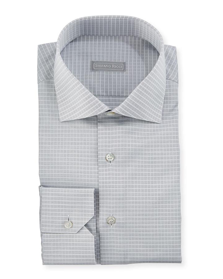 Small-check Spread-collar Dress