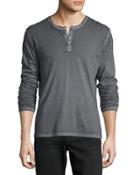 Long-sleeve Jersey Henley Tee, Gray