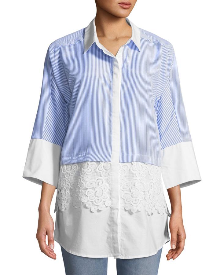 Lace-trimmed Menswear Blouse
