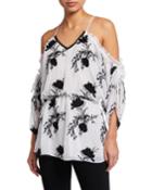 Holden Embroidered Cold-shoulder Top