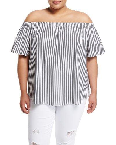 Striped Off-the-shoulder Blouse,