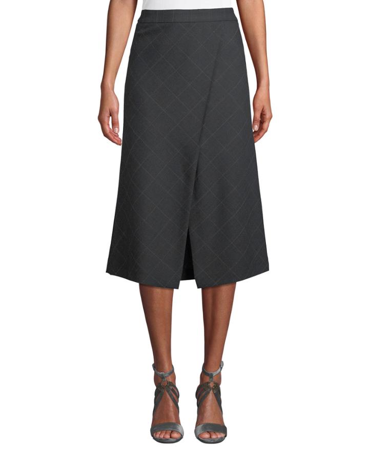 Windowpane Wool-blend Wrap