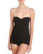 Tutti Frutti Bandeau One-piece Swimsuit, Black