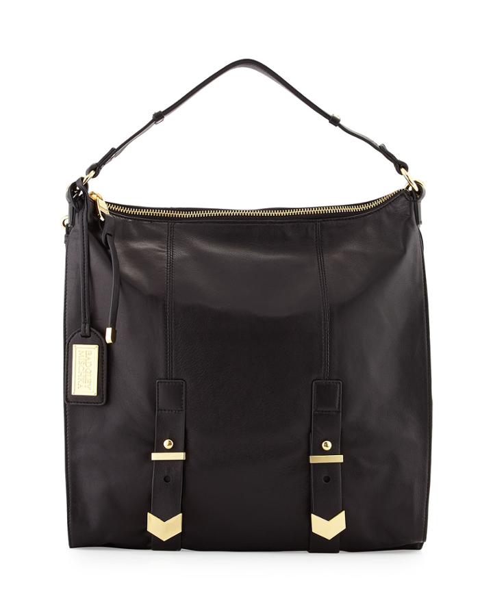 Badgley Mischka Helena Leather Shoulder Bag, Black