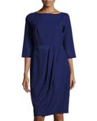 Delfino Ruched 3/4-sleeve Dress, Dusk